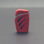 Close up of red object over white background