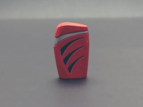 Close up of red object over white background